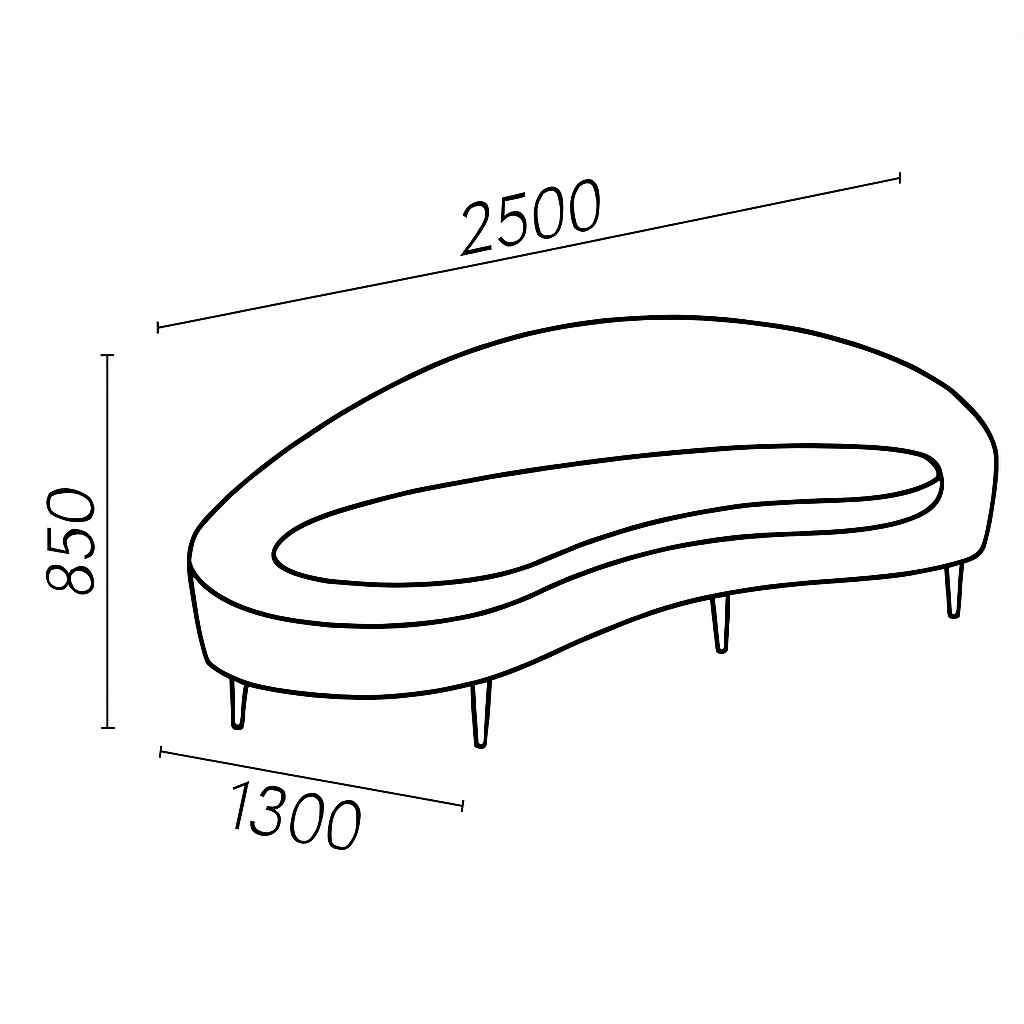 Modern Kidney-Shaped Sofa - Image 1