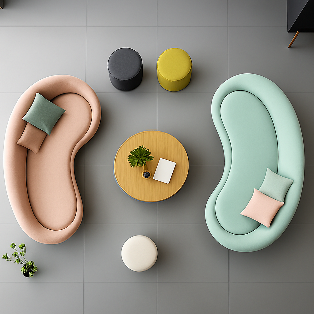 Modern Kidney-Shaped Sofa - Image 2