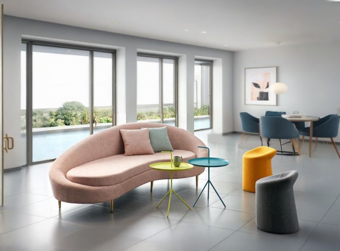 Modern Kidney-Shaped Sofa - Image 3